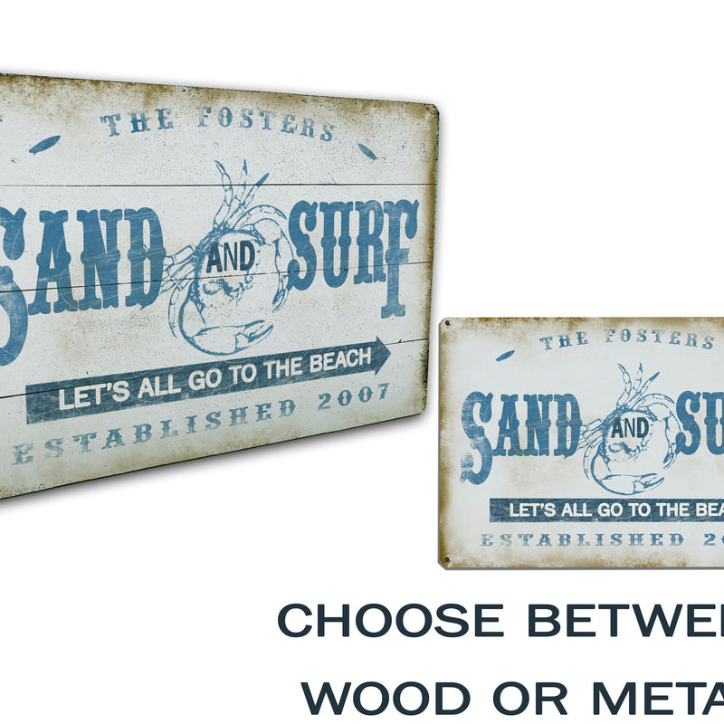 Custom Beach House Sign on Metal or Wood - FREE Personalization