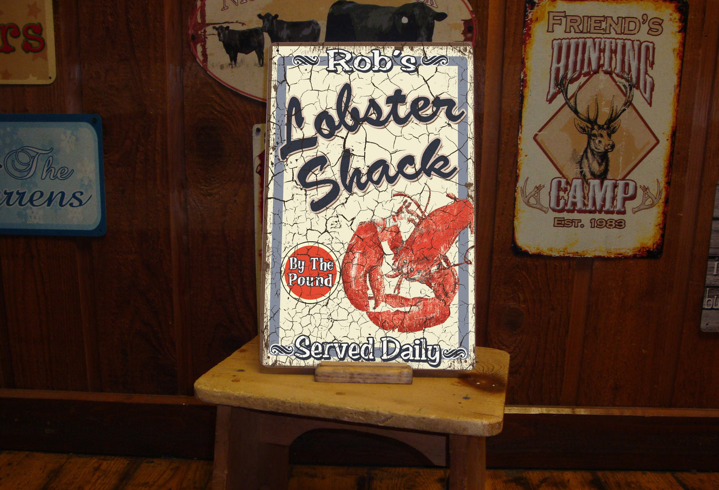 Lobster Shack Custom, Metal Beach Sign - FREE Personalization