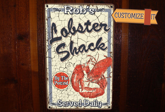 Lobster Shack Custom, Metal Beach Sign - FREE Personalization