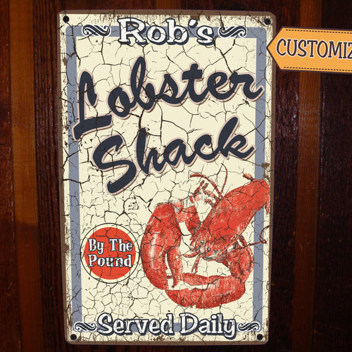 Lobster Shack Custom, Metal Beach Sign - FREE Personalization