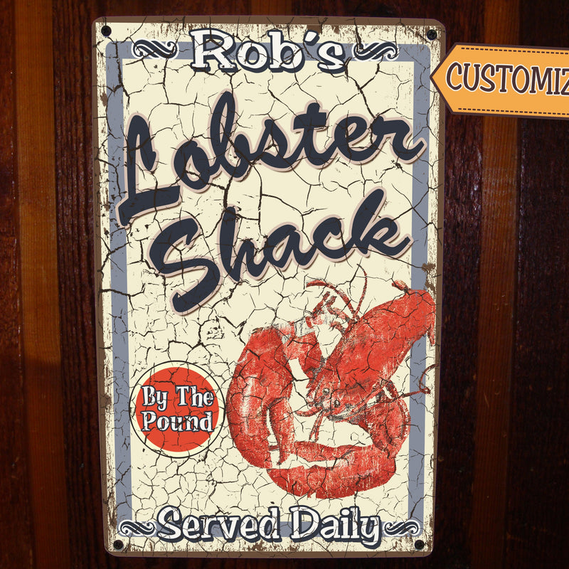 Lobster Shack Custom, Metal Beach Sign - FREE Personalization