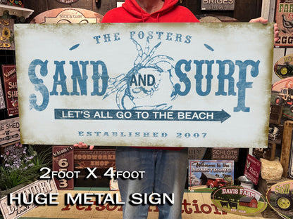 Custom Beach House Sign on Metal or Wood - FREE Personalization