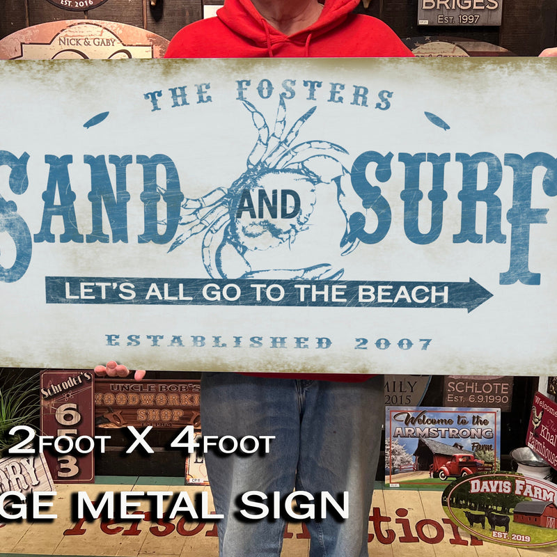Custom Beach House Sign on Metal or Wood - FREE Personalization