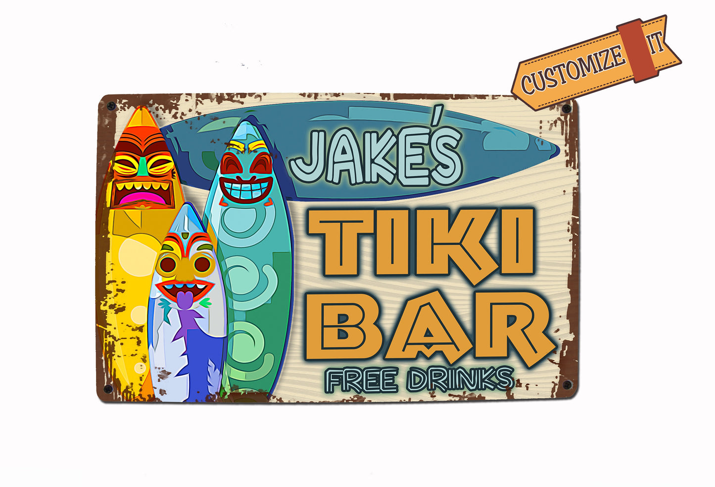 Custom Tiki Bar Sign - FREE DRINKS