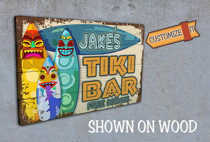 Custom Tiki Bar Sign - FREE DRINKS