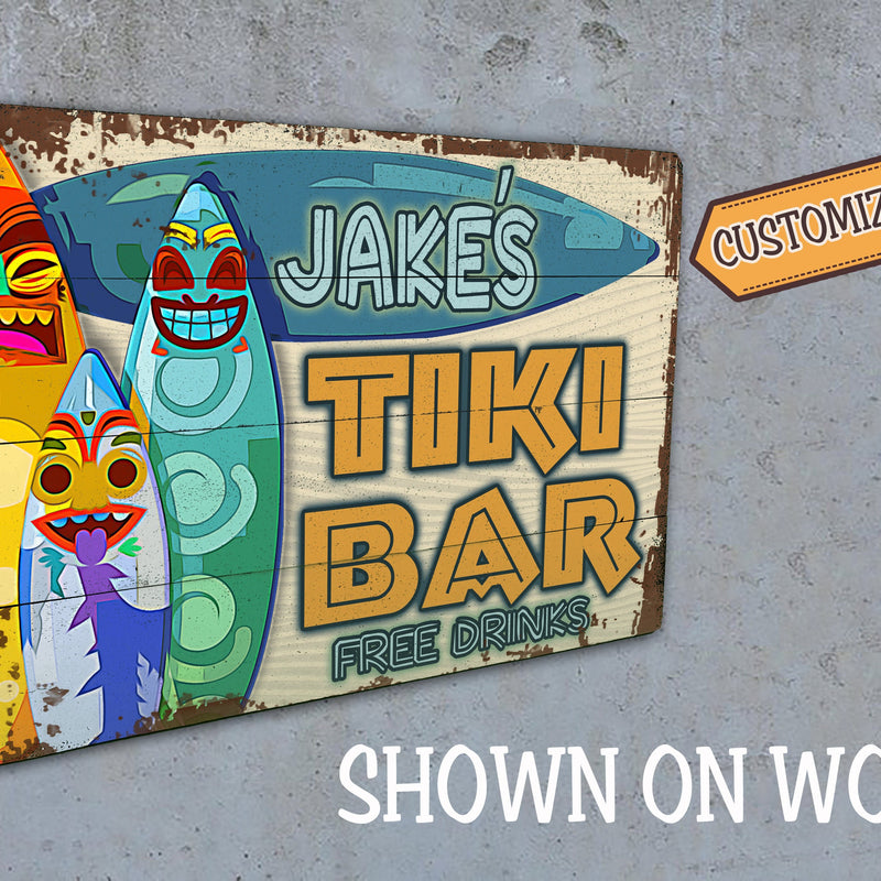 Custom Tiki Bar Sign - FREE DRINKS