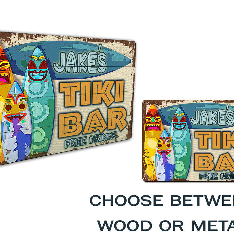 Custom Tiki Bar Sign - FREE DRINKS