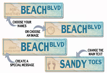 Custom Street and Road Sign - Beach theme