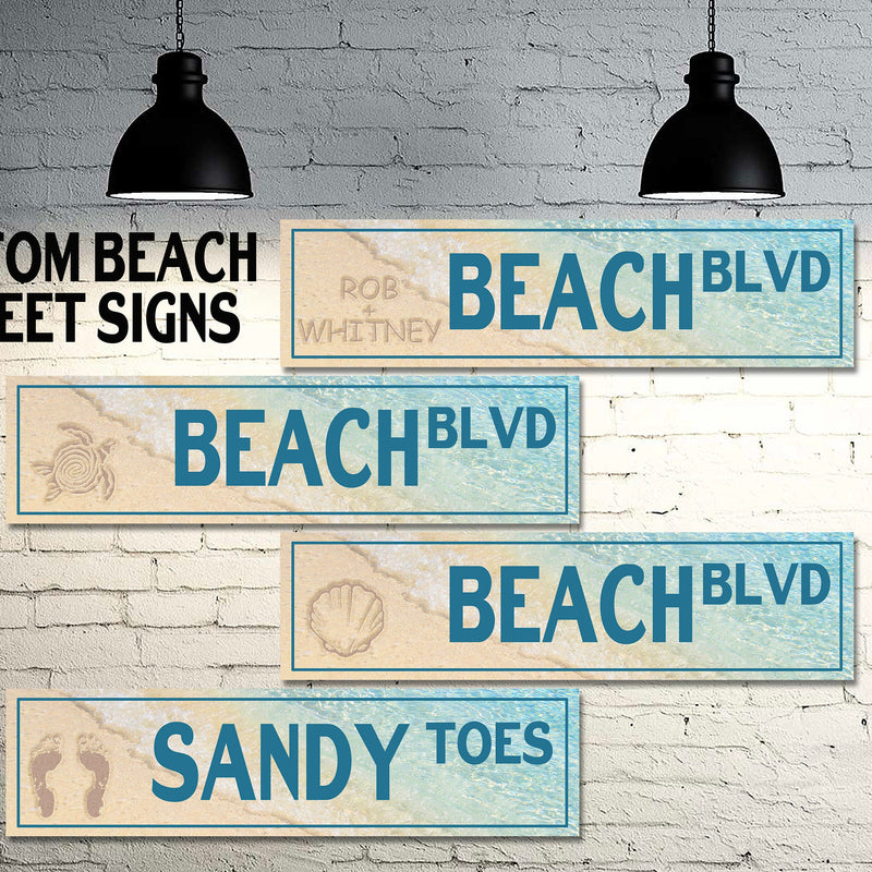 Custom beach theme street and road metal sign