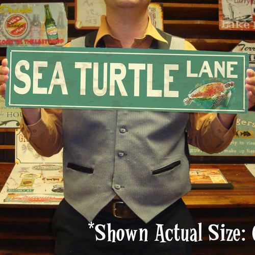 Custom BEACH Sign - Sea Turtle Lane
