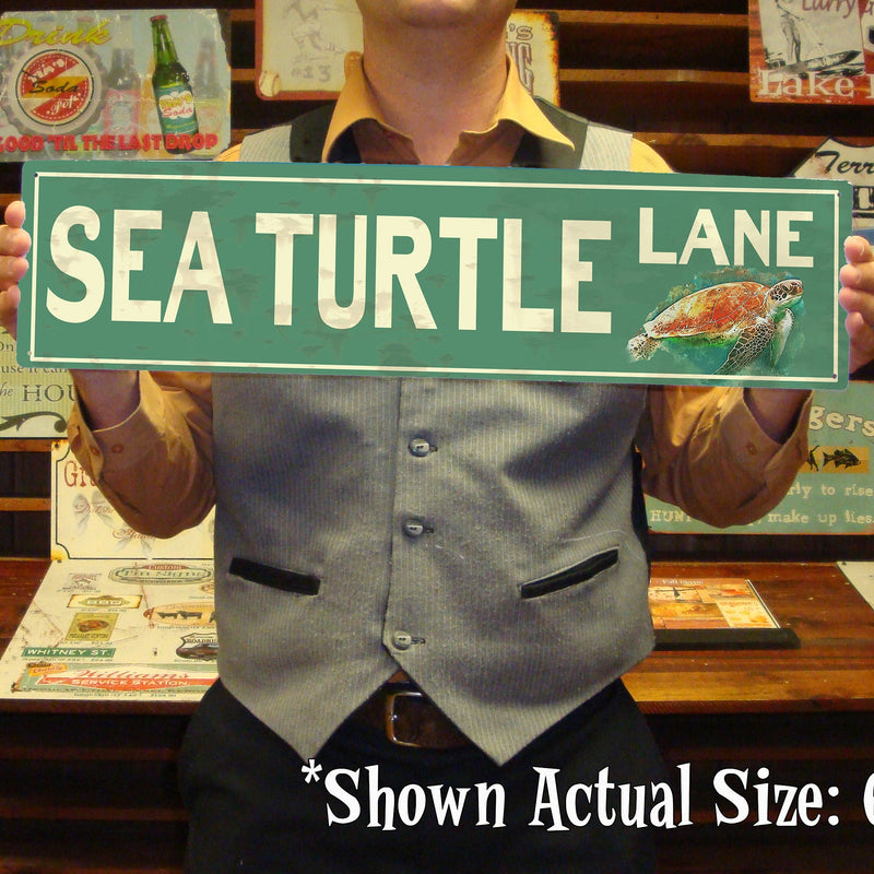 Custom BEACH Sign - Sea Turtle Lane