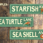 Custom BEACH Sign - Sea Turtle Lane