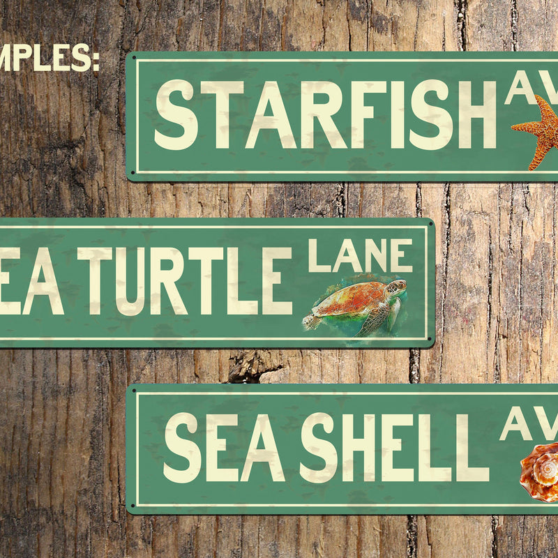 Custom BEACH Sign - Sea Turtle Lane