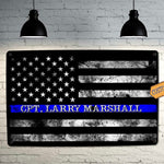 Police Blue Line Flag Sign - FREE Personalization