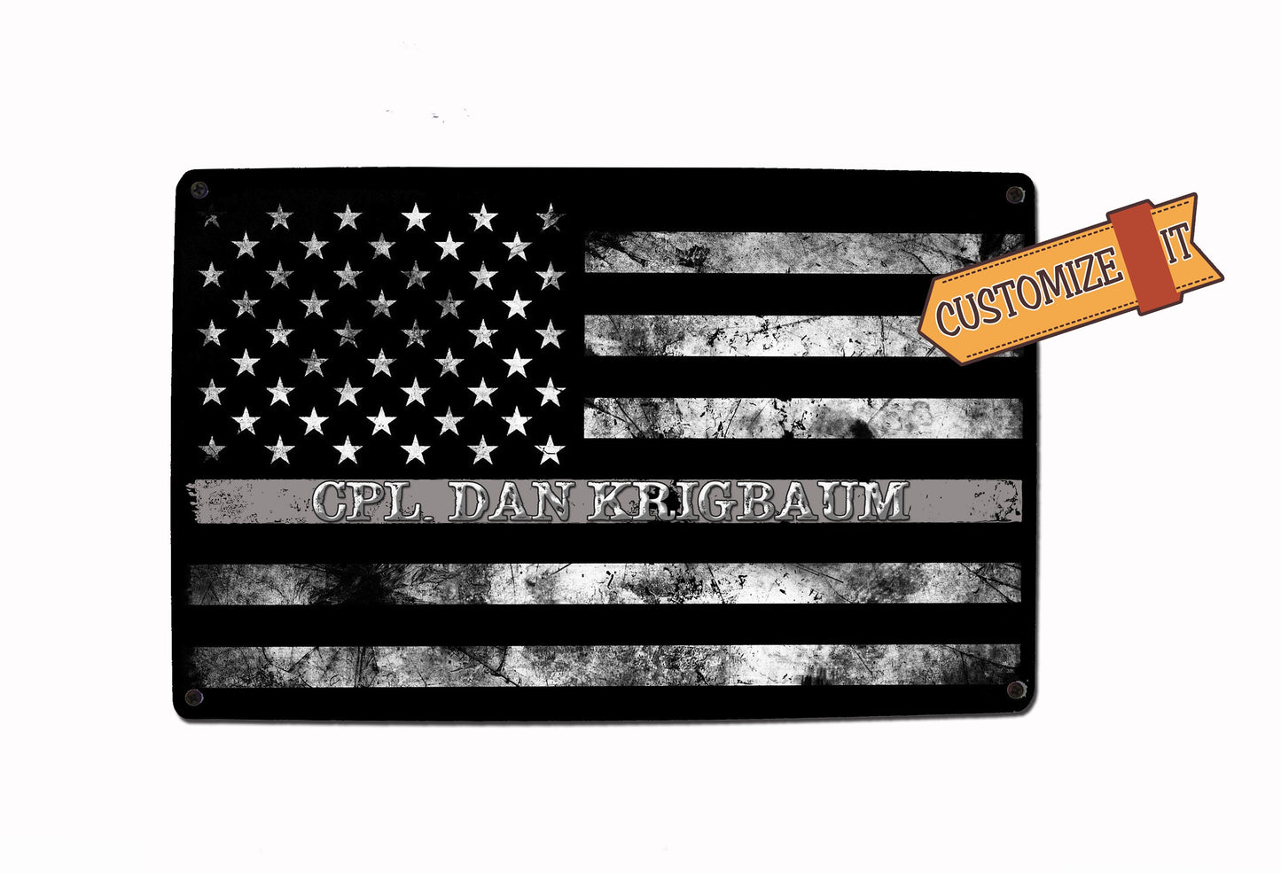 Corrections Officer Gray Line Flag Sign - FREE Personalization