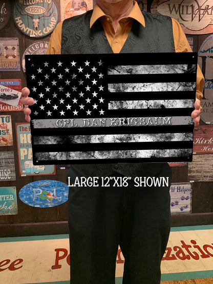 Corrections Officer Gray Line Flag Sign - FREE Personalization