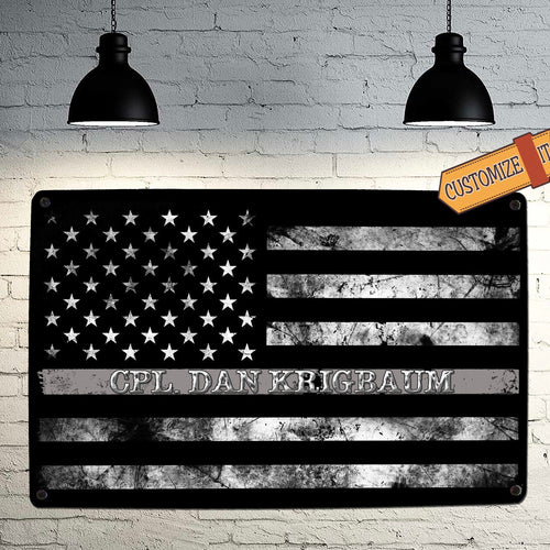 Corrections Officer Gray Line Flag Sign - FREE Personalization