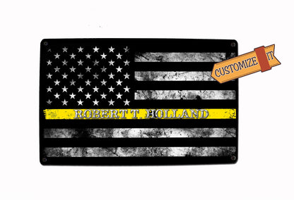 Security Guard Yellow Line Flag Sign - FREE Personalization