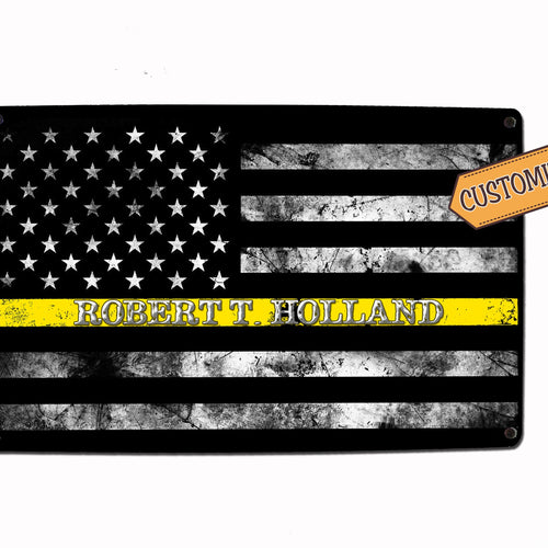 Security Guard Yellow Line Flag Sign - FREE Personalization