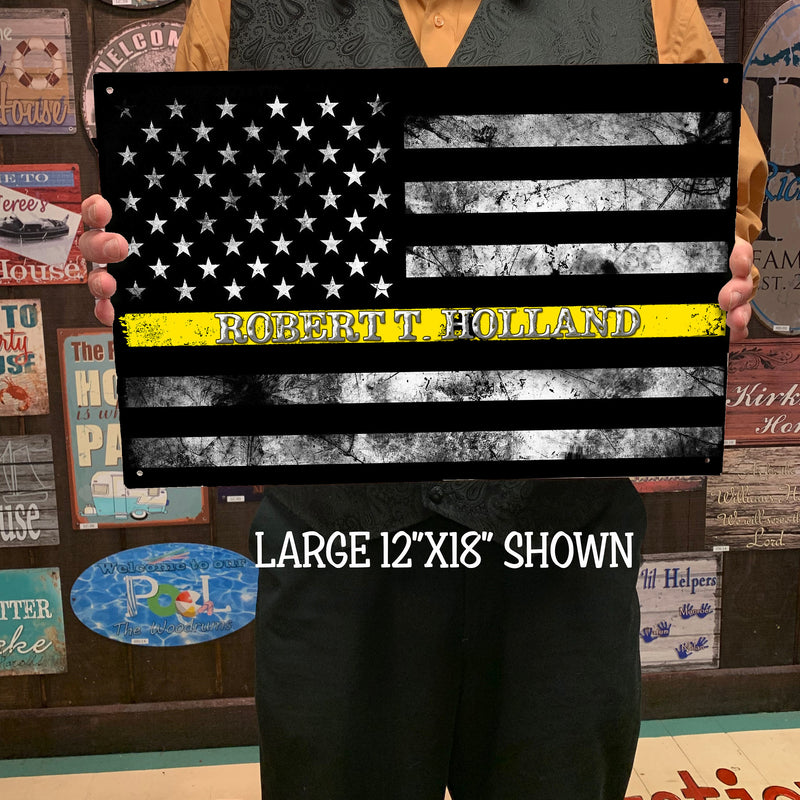 Security Guard Yellow Line Flag Sign - FREE Personalization