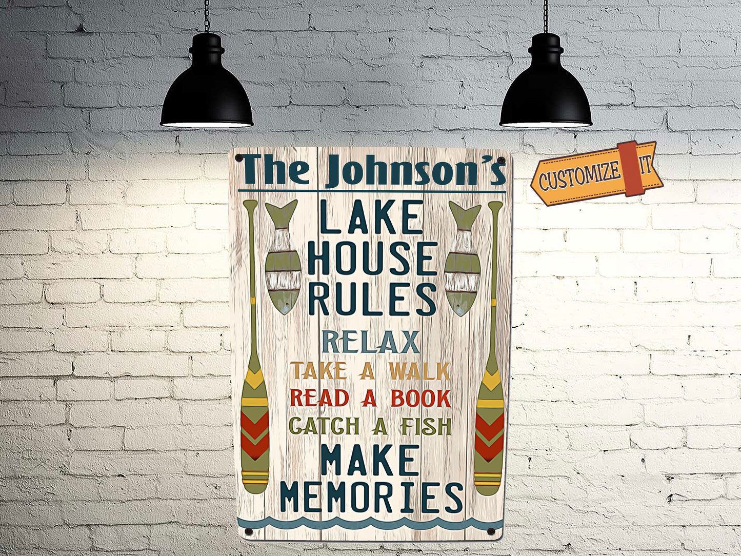 Custom Lake House Rules Sign - Tin/Metal