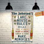 Custom Lake House Rules tin metal sign
