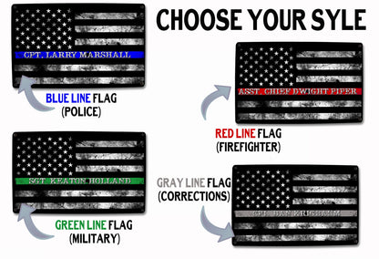 Corrections Officer Gray Line Flag Sign - FREE Personalization