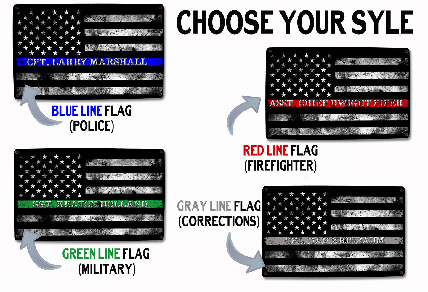 Police Blue Line Flag Sign - FREE Personalization