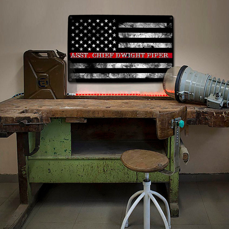 Fireman Red Line Flag Sign - FREE Personalization