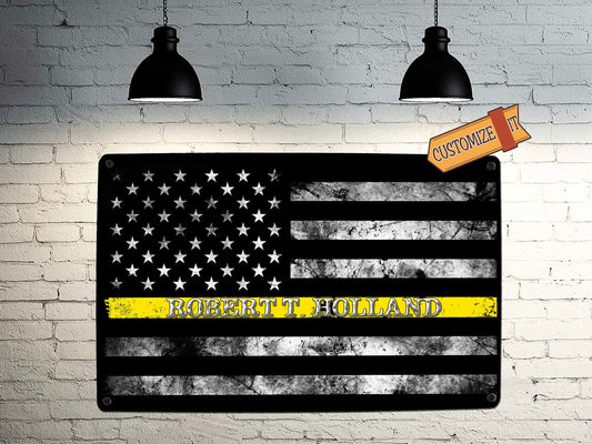 Security Guard Yellow Line Flag Sign - FREE Personalization