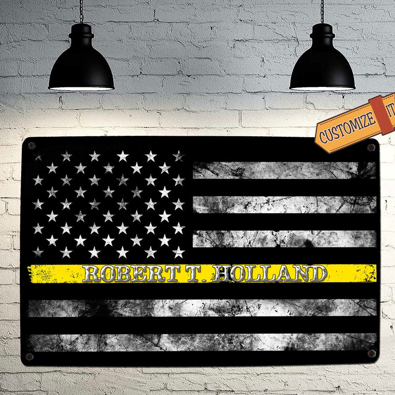 Security Guard Yellow Line Flag Sign - FREE Personalization