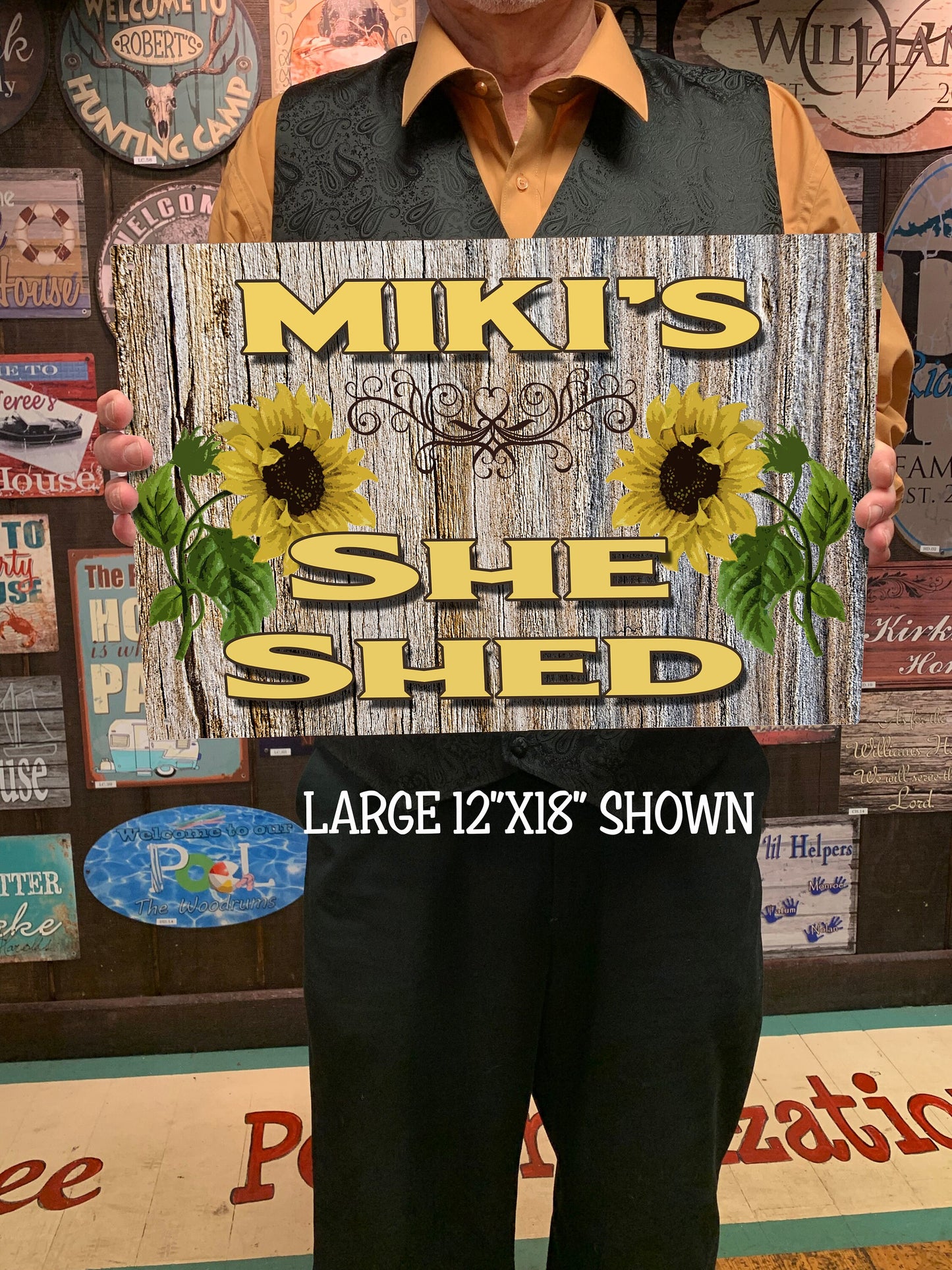 She Shed Custom Sign Sunflowers