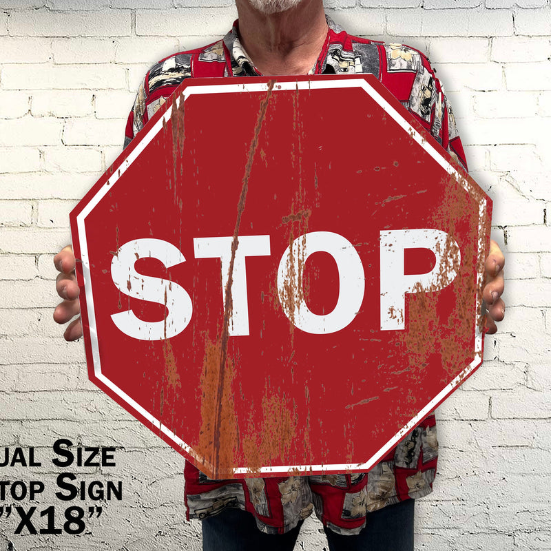 Custom Vintage Stop Sign - METAL