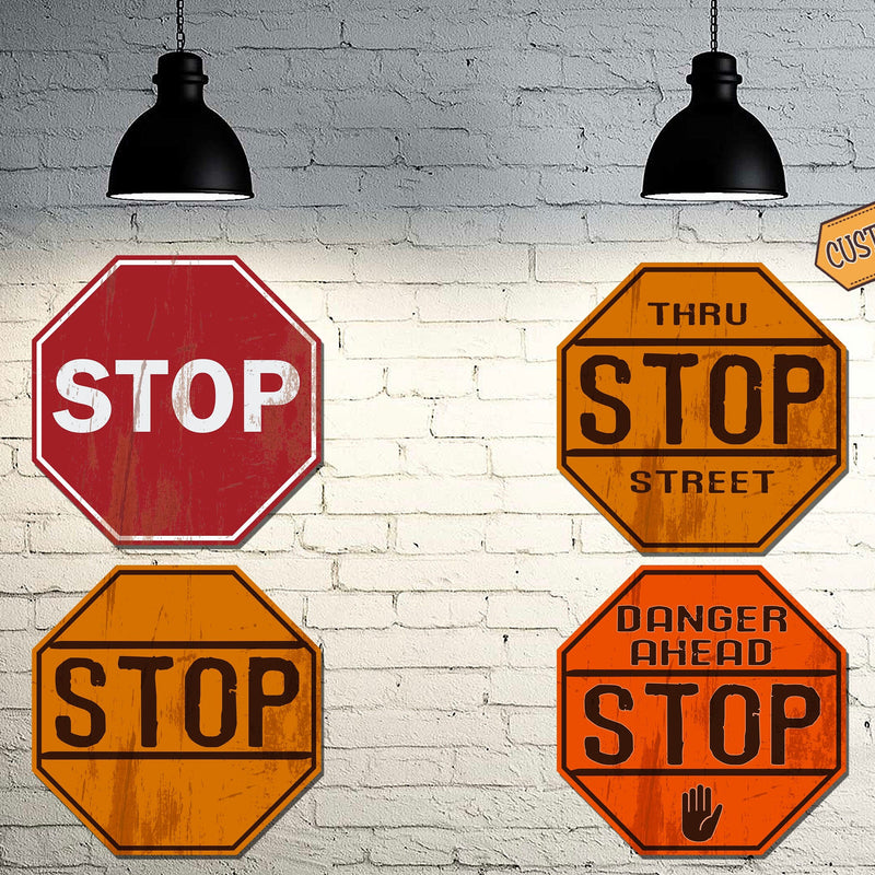 Custom Vintage Stop Sign - METAL