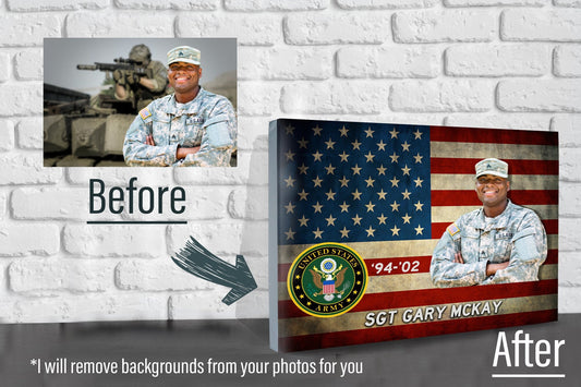 Custom Army Photo on Canvas - American Flag Canvas