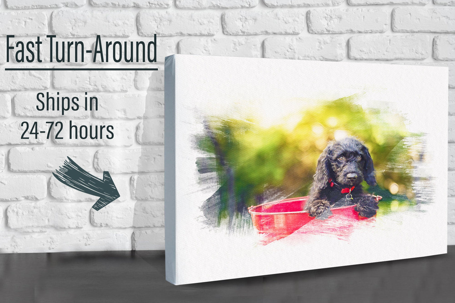 Pet Photo turned to Water Color Canvas Print