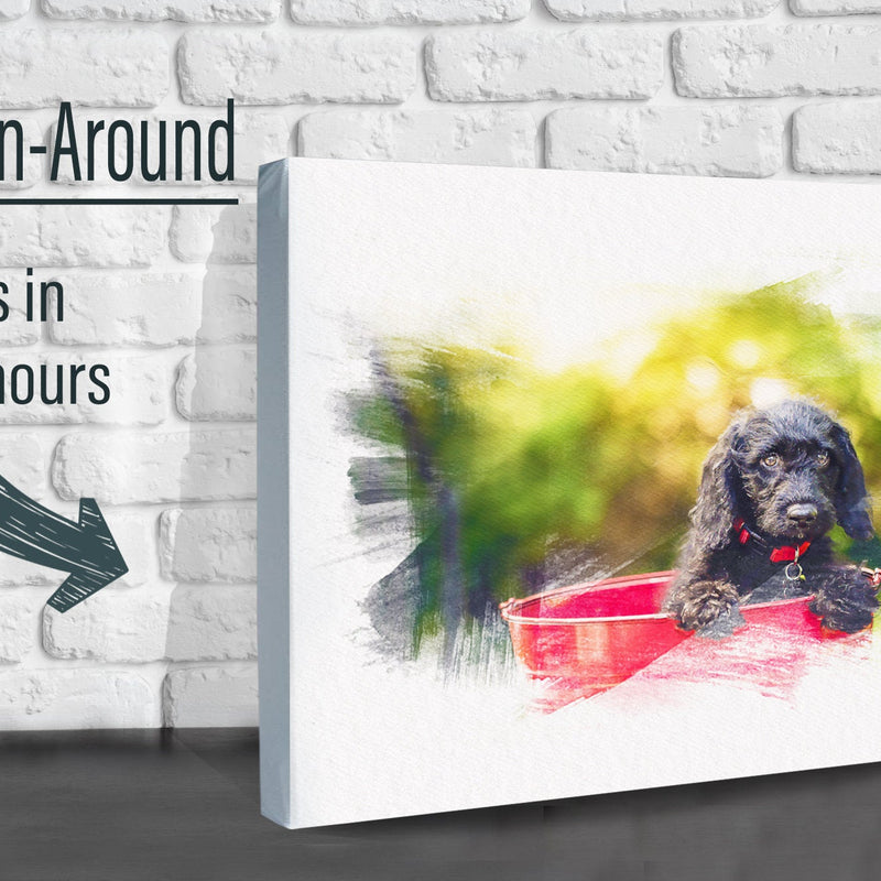 Pet Photo turned to Water Color Canvas Print