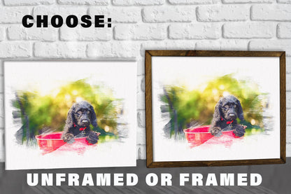 Pet Photo turned to Water Color Canvas Print