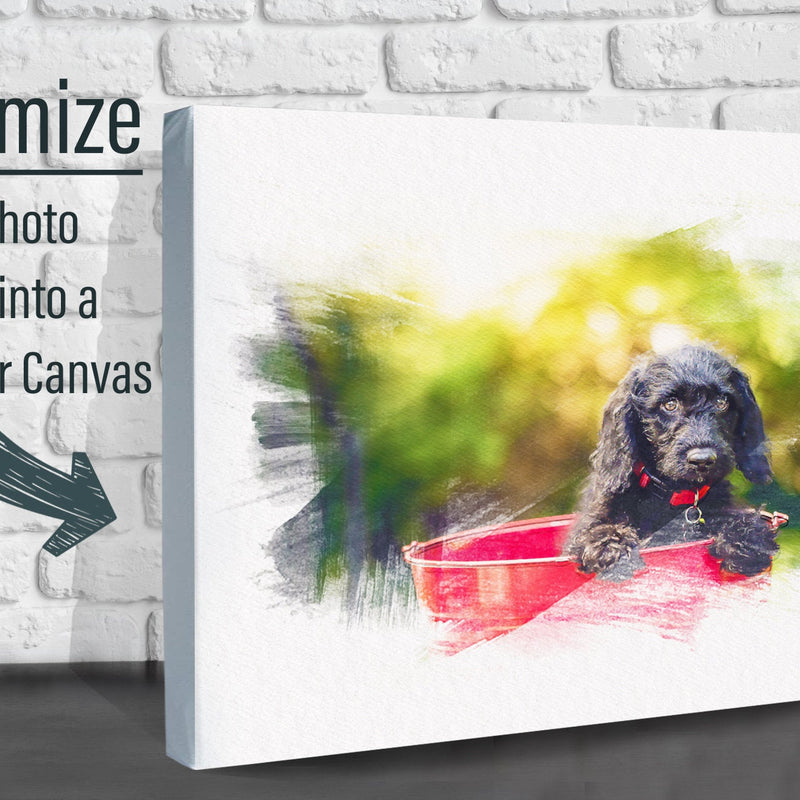 Pet Photo turned to Water Color Canvas Print