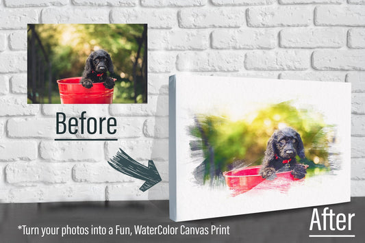 Pet Photo turned to Water Color Canvas Print