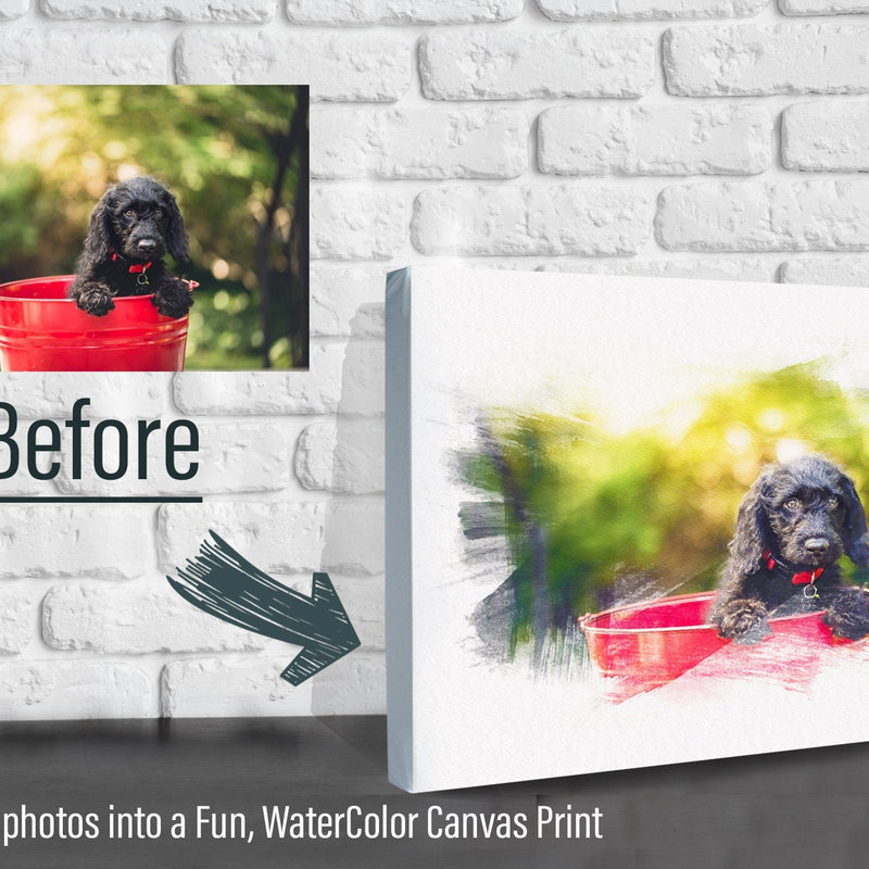 Pet Photo turned to Water Color Canvas Print