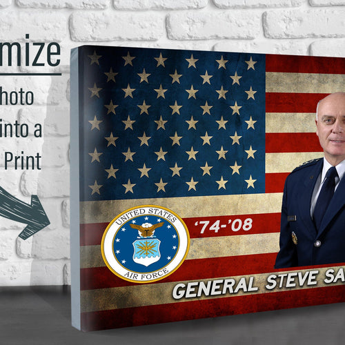 Custom Air Force Photo on Canvas - American Flag Canvas