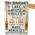 Custom Lake House Rules Sign - Tin/Metal