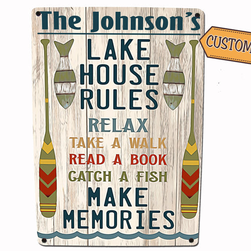 Custom Lake House Rules Sign - Tin/Metal
