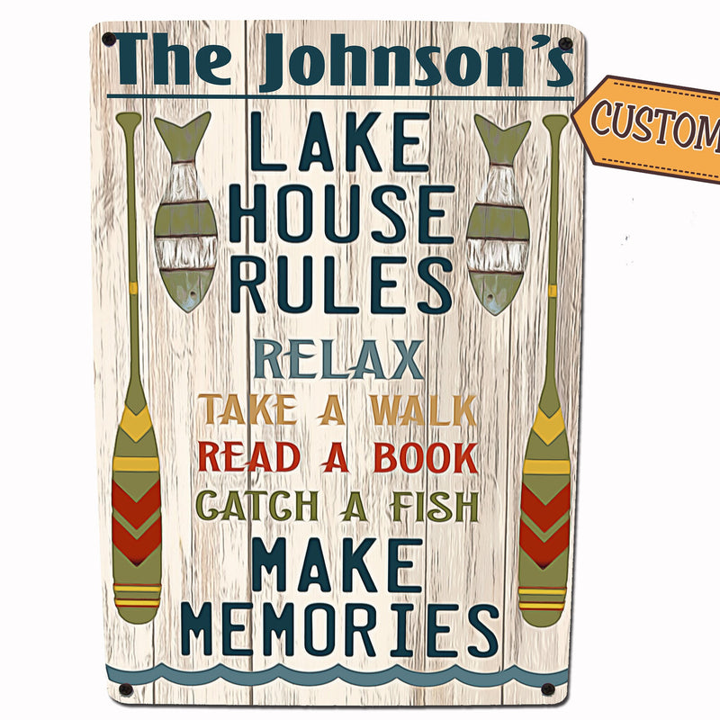 Custom Lake House Rules Sign - Tin/Metal