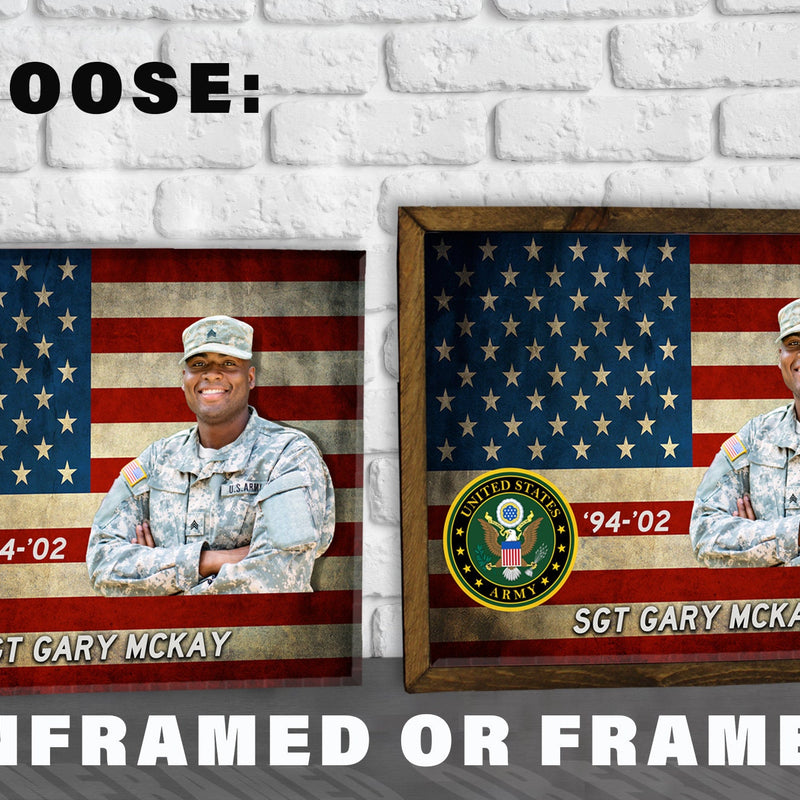 Custom Army Photo on Canvas - American Flag Canvas