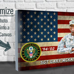 Custom Army Photo on Canvas - American Flag Canvas