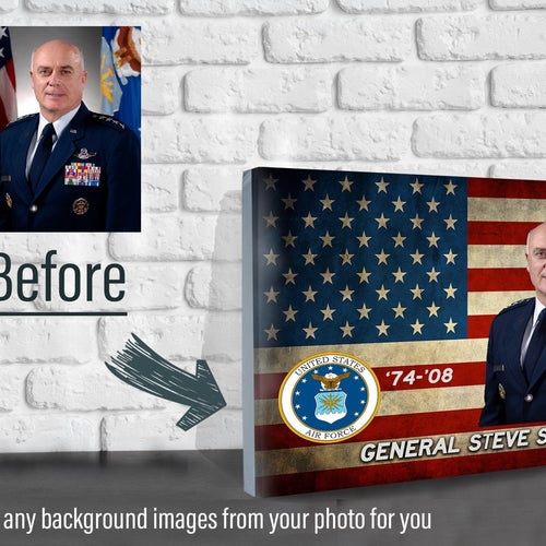 Custom Air Force Photo on Canvas - American Flag Canvas
