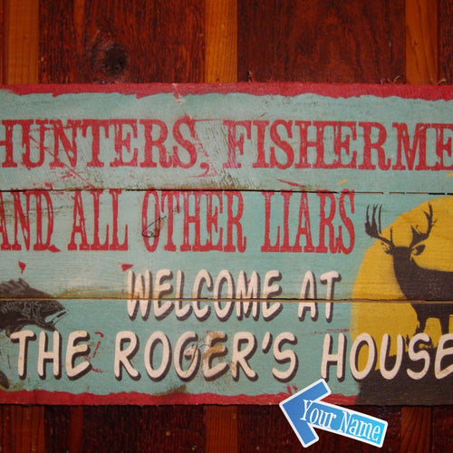 Custom, Personalized Wood Sign.  Rustic Barn Wood Lodge, Cabin Sign.  Hunting, Fishing Sign. Vintage Wood Sign Personalized.
