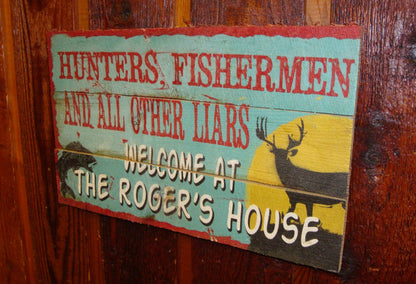 Custom, Personalized Wood Sign.  Rustic Barn Wood Lodge, Cabin Sign.  Hunting, Fishing Sign. Vintage Wood Sign Personalized.